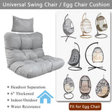 Enipate Outdoor Hanging Egg Chair Cushion, Water-Resistant Tufted Swing Basket Chairs Cushion Pads with Headrest Pillow Enipate