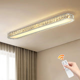Qcyuui Dimmable LED Ceiling Light 39.4'' Kitchen Lighting Fixtures Ceiling Modern Luxury Crystal Ceiling Light with Remote Chrome Long Ceiling Light Fixture for Kitchen Dining Room Hallway,48W Qcyuui