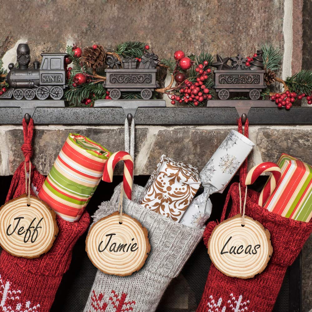 100 Pieces 2.4"-2.8" Natural Wooden Slices, Colovis Unfinished Wood Circles with Holes Tree Bark Round Log Discs DIY Crafts Hanging Ornaments (2.4"-2.8" 100Pcs, Natural) Colovis