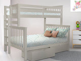Bedz King Bunk Beds Twin over Full Mission Style with End Ladder and 2 Under Bed Drawers, Gray Bedz King