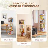 TAKEKIT 360° Rotating 4-Tier Bookshelf - Clear Acrylic & Wood Design for Playrooms, Bedrooms, and Living Rooms TAKEKIT