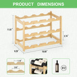MHXW SXPN Wine Rack Countertop for 12 Wine Bottles, Small Bamboo Free Standing Racks Tabletop Display, Wooden Wine Storage Organizer for Cabinet Pantry Kitchen Bar Home Dining Room (Natural) MHXW SXPN