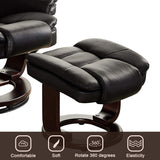 JC Home Argus Swivel Recliner with Ottoman, PU Leather & Wood Base Reclining Chair with Footrest, Ultra-Plush Double Foam for Living Room, Bedroom and Office JC Home
