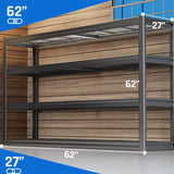 PMKES 62" W Garage Shelving Heavy Duty, 4 Tier Garage Shelves, 27" D Adjustable Storage Shelving Unit, Commercial Metal Shelf for Warehouse, Pantry, School, Shop, 62" Wx27 Dx62 H PMKES
