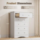 Furmax Tall Dresser for Bedroom, 5 Drawer Dresser, Chest of Drawers, Organizer Drawers, for Hallway Entryway (White) Furmax