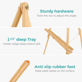 VISWIN 63" Wooden Tripod Display Easel Stand for Wedding Sign, Poster, A-Frame Artist Easel Floor with Tray for Painting, Canvas, Foldable Easel - Natural VISWIN