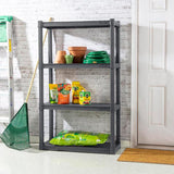 Sterilite 4 Shelf Unit, Heavy Duty and Easy to Assemble Plastic Storage Unit, Organize Bins in the Garage, Basement, Attic, Mudroom, Gray, 1-Pack Sterilite