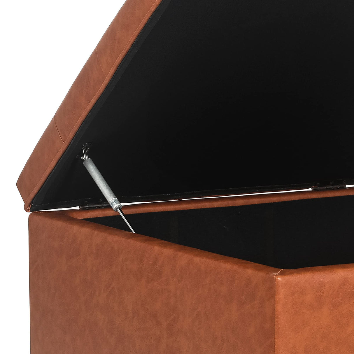 Homebeez Faux Leather Storage Ottoman Bench, Square Coffee Table Footstool Footrest with Wood Legs for Living Room (Cognac Brown) Homebeez