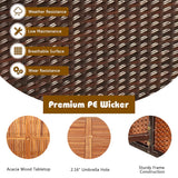 RELAX4LIFE 9-Piece Outdoor Dining Set - Patio Wicker Furniture Set w/Acacia Wood Tabletop, Soft Seat & Back Cushions, Dining Table & Chair Set for Backyard, Poolside (Turquoise) RELAX4LIFE