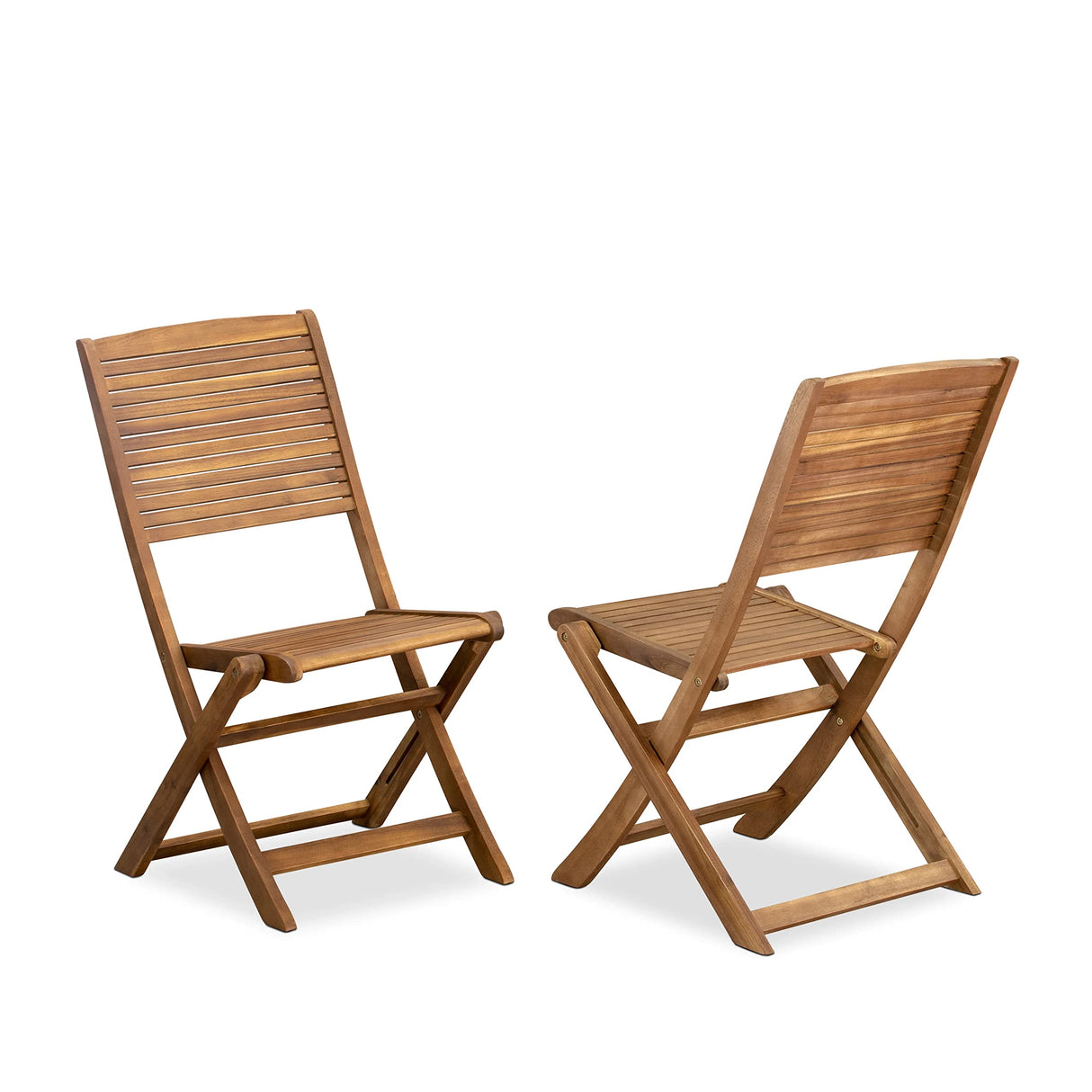 East West Furniture - DIFM5CWNA 5-Piece Mid Century Outdoor Table Set - A Mid Century Outdoor Table Oval Tabletop and 4 Patio Outdoor Chairs with Solid Back, Medium, Natural Finish East West Furniture