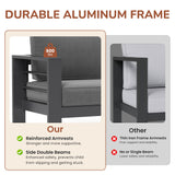 Solaste Aluminum Patio Furniture Set,7 Seats Modern Outdoor Conversation Set Metal Patio Furniture Set Sectional Sofa with Upgrade Cushion and Coffee Table,Dark Grey Solaste