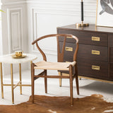 Polynices Wishbone Chair, Weave Solid Wood Mid-Century Modern Y Shaped Backrest Dining Chair (Walnut Set of 2) Polynices