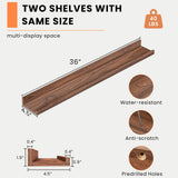 Heimlove Picture Ledge Shelf, Floating Shelves Set of 2, 36 Inches Picture Shelf for Wall with Ledge, Kids Bookshelf Wall Mounted for Living Room Bedroom Decor Books Photo Frames - Walnut Heimlove