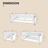 QHITTY 3 Piece Living Room Set, Sectional Chesterfield Sofa Chair Contemporary Upholstered Leather Loveseat Couch Sets for Living Room, Bedroom, Office QHITTY