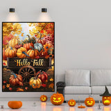 CHWGLFGG 5D Diamond Art Kits for Adults Beginners, Fall Pumpkin Cart Diamond Painting Kits, DIY Full Round Drill Paint by Diamonds Dot Gem Art for Adults, Home Wall Decor 12x 16 Inch CHWGLFGG