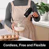 Kitchen in the box Cordless Rechargeable Handheld Mixer for Kitchen, Portable Electric Kitchen Mixer with Beaters, Whisks, 6-Speed Digital Display, Charging Base and USB-C Charge Cable (Classic Black) Kitchen in the box