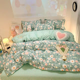 CinYana Sage Green Duvet Cover,Botanical Daisy Floral Duvet Cover Set,3 Pcs Kids Comforter Cover Set,Garden Flower Bedding Set,Soft Reversible for Girls Women Boys(Flowers,Twin) CinYana
