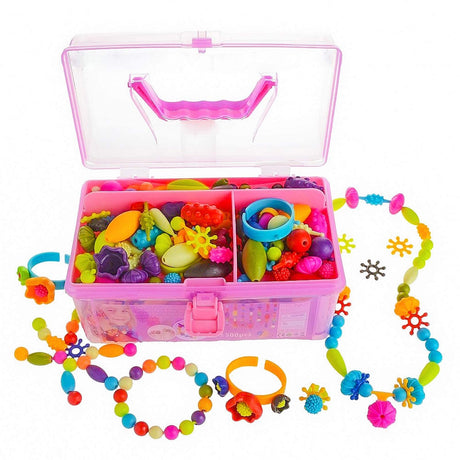 GILI Pop Beads - Jewelry Making Kit for 3 4 5 6 7 8 Year Old Little Girls - Arts and Crafts Toys for Kids Age 4yr-8yr - Necklace Bracelet Creativity Snap Set Top Best Christmas Birthday Gifts (500pcs) GILI
