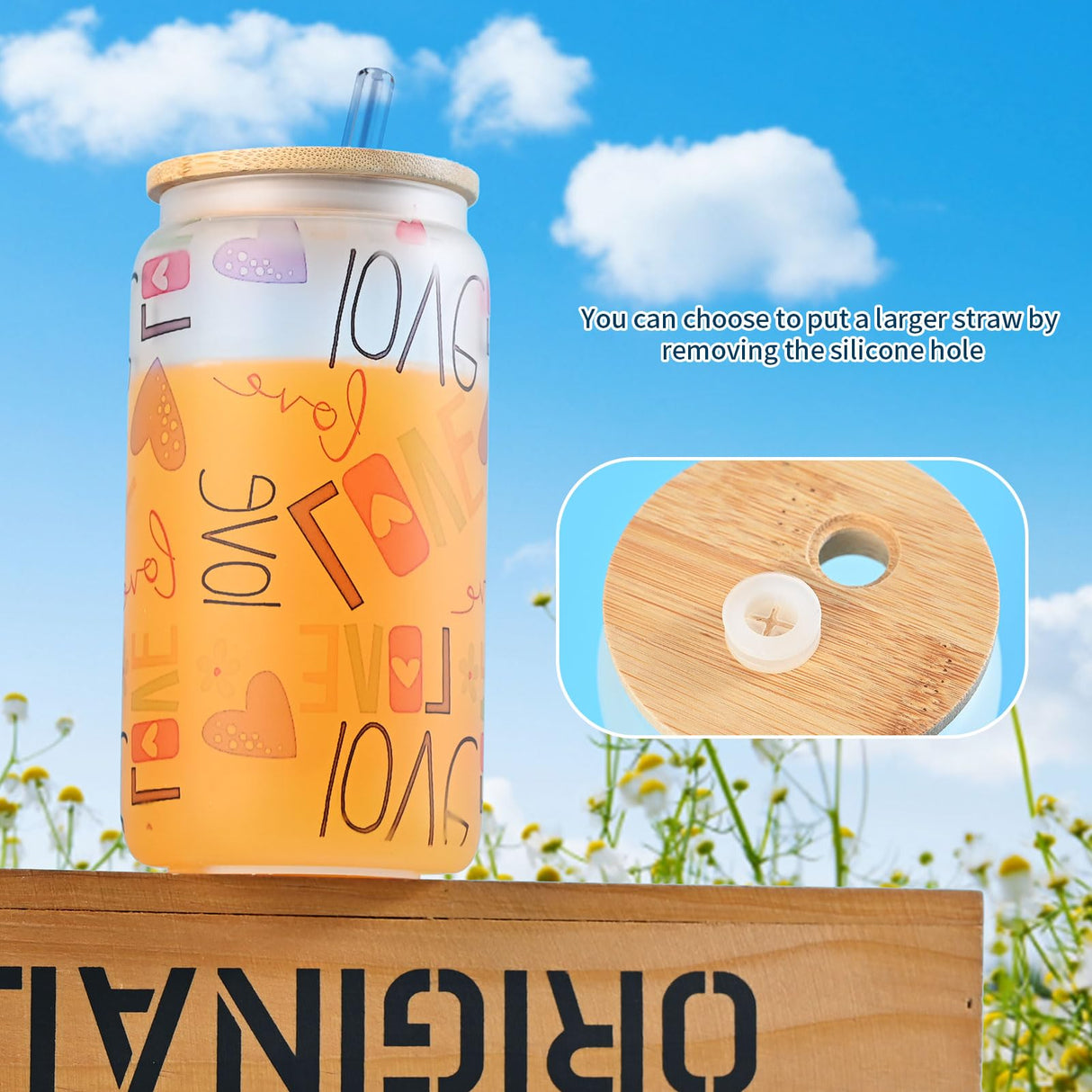 MAFYE Sublimation Glass Blanks With Bamboo Lid, 16OZ Frosted Sublimation Beer Can Glass with Glass Straws Gift Box Mason Jar Cups Mug Travel Tumbler for Beer, Juice, Soda, Iced Coffee, Drinks(8 PACK) MAFYE