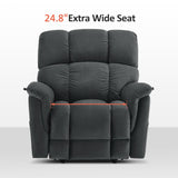 MCombo Large-Wide Dual Motor Power Lift Recliner Chair, Massage and Dual Heating for Elderly People, Infinite Position, Fabric R7166 (Dark Grey) MCombo