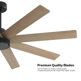 WINGBO 72" Large DC Ceiling Fans without Lights, 3 Downrods, 8 Plywood Blades, 6-Speeds Reversible DC Motor, Indoor Ceiling Fan No Lights for Bedroom Living Room Patio, Black and Gray WINGBO