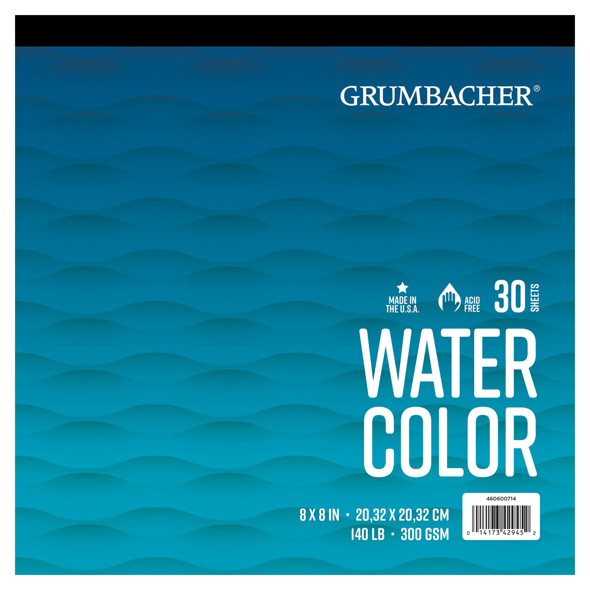 Grumbacher 8" x 8" Cold Press Watercolor Paper Pad, 140 lb. / 300 GSM, Fold-Over, 30 Sheets/Pad, 1 Each Grumbacher