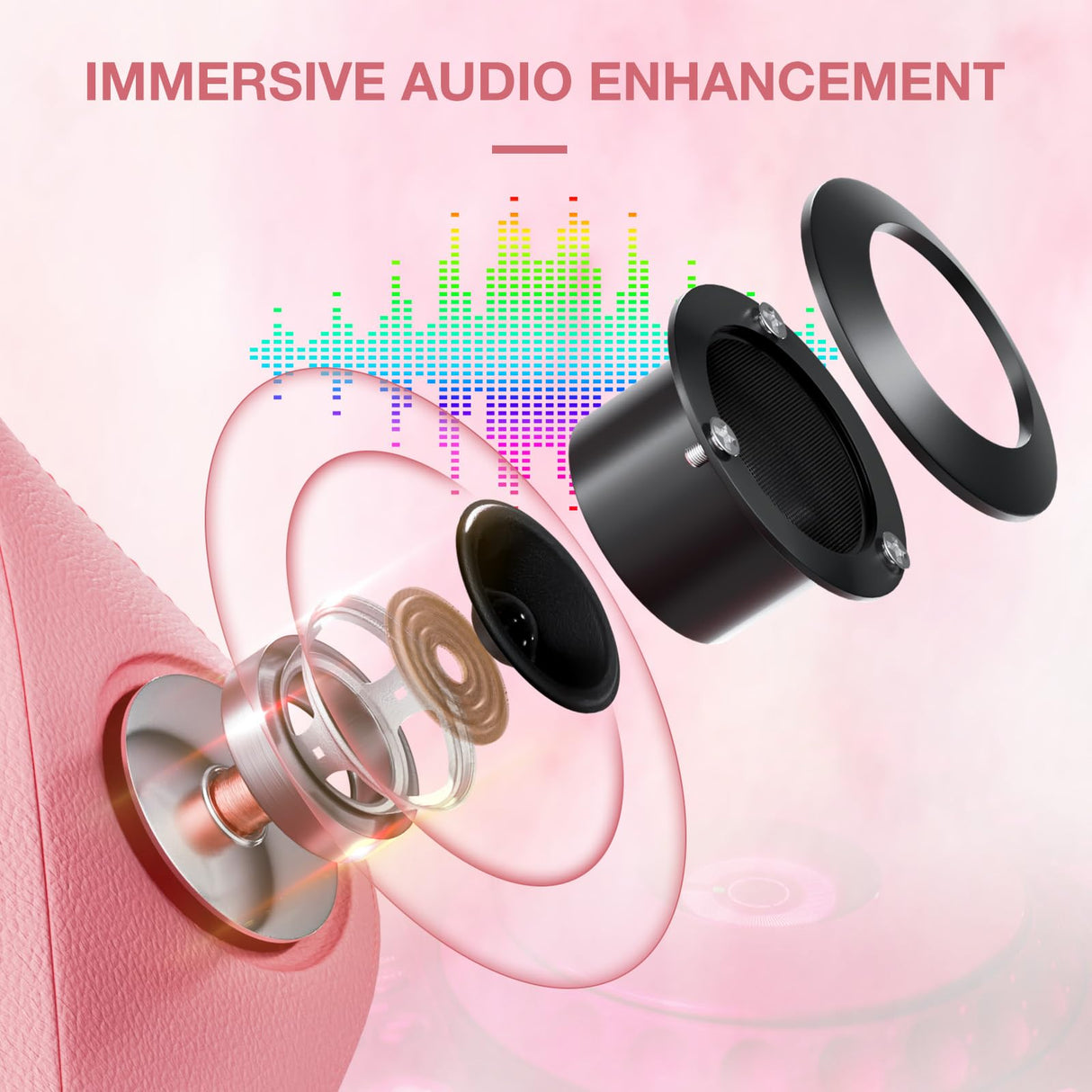 HOFFREE Pink Gaming Chair with Speakers and Massage Led Gaming Chair with Footrest Big and Tall Video Game Chair Reclining High Back Computer Desk Chair for Girls Pink and White HOFFREE