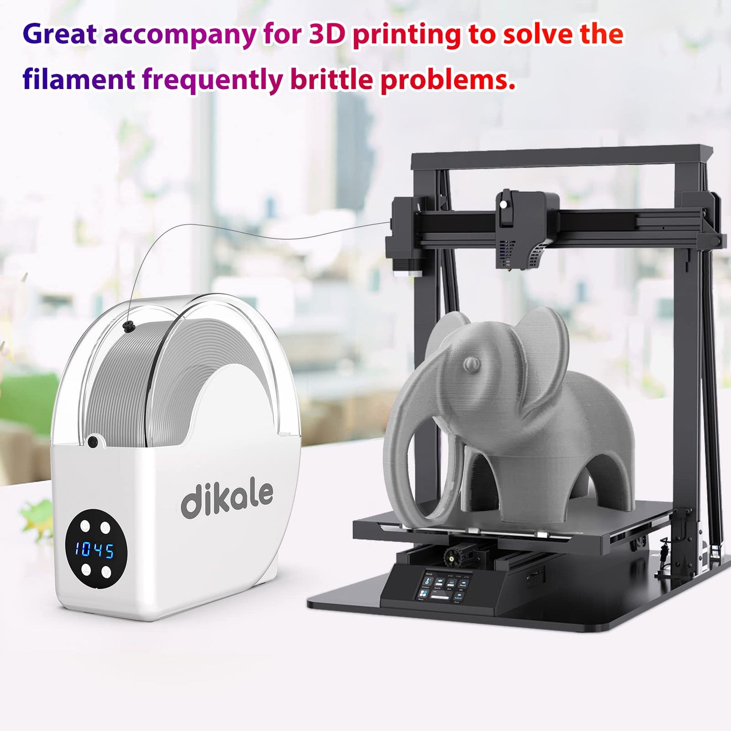 dikale 3D Printer Filament Dryer Box with Fan, Up to 70°C Heat Circulation Quick Dryer HS01, Spool Holder Storage Box Compatible with 1.75mm 2.85mm 3D Printing Filament PLA PETG ABS Nylon, Wh - WoodArtSupply