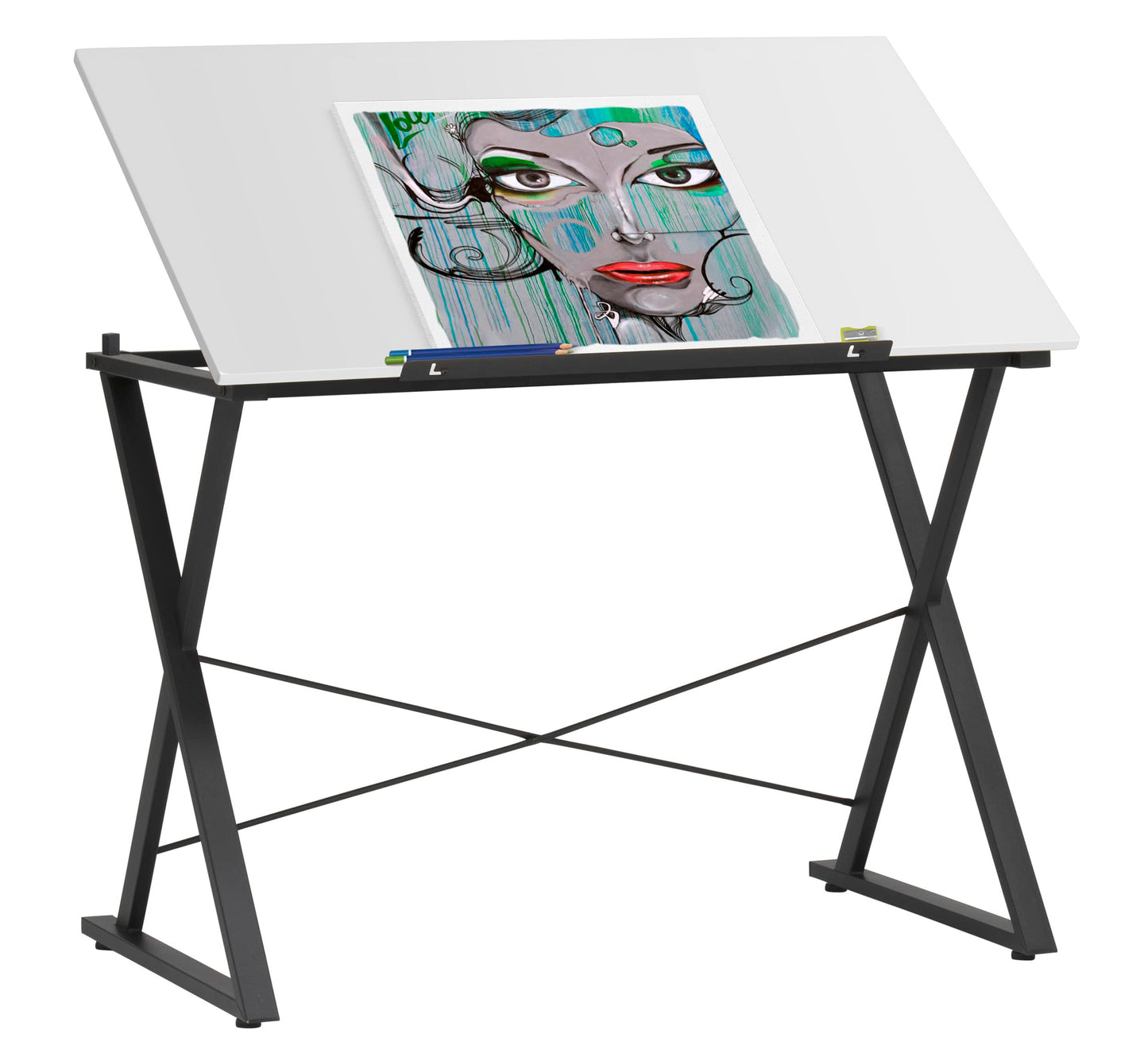 Studio Designs Modern Axiom Artists Drawing Table - Charcoal and White - WoodArtSupply