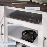 BELLEZE Industrial 47 Inch Rustic Wood TV Stand & Media Entertainment Center Console Table for TVs up to 50 Inch with Open Storage Shelves & Cabinets - Veropeso (White) BELLEZE