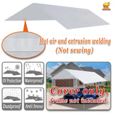 Strong Camel Carport Conopy Cover 10'x20' Replacement for Car Tent Outdoor Top Garage Shelter with Ball Bungees,Without Edge,White(Only Cover, Frame Strong Camel