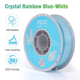 TECSONAR TECSONAR Crystal Rainbow PLA 3D Printer Filament, 1KG Spool(2.2lbs) 1.75mm PLA Fast Color Change 3D Printing Material,Gradient Filament for Most FDM 3D Printers,White Blue TECSONAR