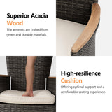 Wisteria Lane 5-Pieces Patio Dining Sets, Rattan Outdoor Table and Chairs with Acacia Wood Tabletop, Metal Patio Dining Furniture for 4 with Removable Cushions for Deck Garden Backyard, Grey Wisteria Lane