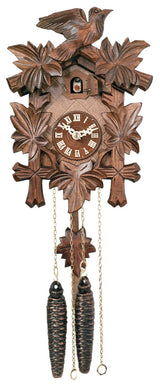 River City Clocks One Day Hand-Carved Cuckoo Clock with Five Maple Leaves & One Bird - 9 Inches Tall - Model # 11-09 River City Clocks
