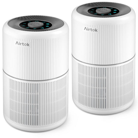 2 Pack Air Purifier for Home Bedroom with H13 True HEPA Filter for Smoke, Smokers, Dust, Odors, Pollen, Pet Dander | Quiet 99.9% Removal to 0.1 Microns | White Available for California AIRTOK