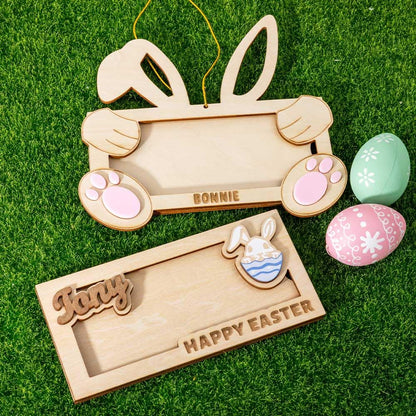 Custom Name Easter Bunny Money Holder Envelope Personalized Wooden Easter Money Holder Easter Basket Stuffers Bunny Money Holder Easter Kids Present Easter Basket Gift Decor - WoodArtSupply