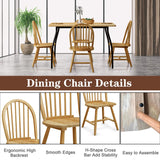 Giantex Wood Dining Chairs Set of 4, Windsor Chairs with Solid Wood Legs, High Spindle Back, H-Shaped Crossbars, Vintage Country Farmhouse Style Wooden Side Chairs Giantex