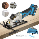 G LAXIA Mini Circular Saw, 4-1/2" 3400RPM Cordless Circular Saw with Laser Guide, Rip Guide, Compact Hand Saw with 2Pcs blades（24T+60T), Max Cutting Depth 1-11/16"(90°), 1-1/8"(45°) G LAXIA