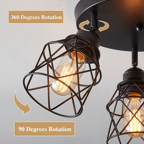 ABEAJAT Kitchen Light Fixtures, Adjustable Semi Flush Mount Ceiling Light with E26 Base, Multi-Directional Lamp for Kitchen, Hallway, Dining Room, Farmhouse, Entryway ABEAJAT