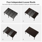 PURPLE LEAF Outdoor 12' × 20' Louvered Pergola with Long Side Beam Roller Blinds and Patio Adjustable Aluminum Canopy Retractable Metal Roof for Deck Outside Backyard Hardtop Gazebo Sun Shade PURPLE LEAF