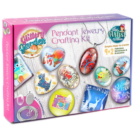 Girls Jewelry Making Kit. Best Necklace Pendant & Bracelet Crafting Set with Glass Beads & Charms. Fashion Accessories, Arts Crafts Supplies. Birthday Gift Glittery Garden