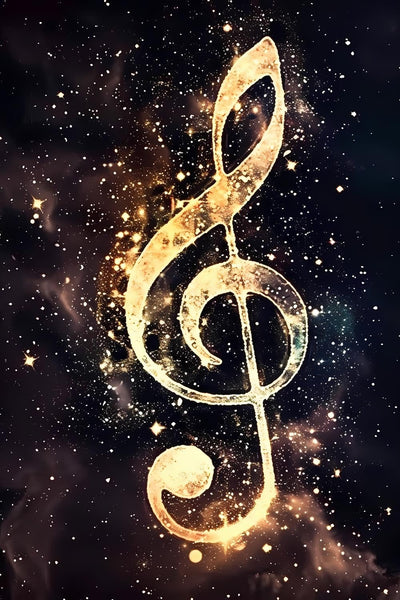 JOEAUEN 5D Music Diamond Art Painting Kits for Adults, Musical Note in The Galaxy Diamond Dots Paintings for Home Wall Decor Gifts 8x12 inch