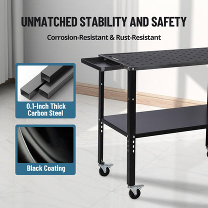 TROPOW Welding Table 36"x19", 5/8-inch Fixture Holes Steel Welding Workbench Table, 1200lbs Load Capacity Welding Table Portable Work Bench - WoodArtSupply