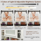 Gyfimoie Farmhouse Makeup Vanity Desk with Sliding Mirror and Lights, 42" White Vanity Set with Charging Station & 2 Drawers & 2 Cabinets, Dressing Table for Bedroom (White) Gyfimoie