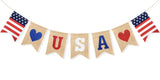 Uniwish USA Banner Burlap Bunting 4th of July Decorations American Independence Day Celebration Red White and Blue Theme Party Supplies Uniwish