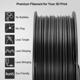TECBEARS PLA 3D Printer Filament, PLA Filament 1.75mm, Neatly Wound 3D Printing Filament, Dimensional Accuracy +/- 0.02 mm, 1Kg Spool(2.2 lbs), Fits for Most FDM 3D Printers, PLA Black TECBEARS