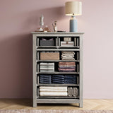 LGHM Farmhouse 6 Drawers Dresser Chest, 45" Tall Dressers for Bedroom, Dressers & Chests of Drawers - Easy Pulls Metal Handles, Thick Support Legs for Bedroom,Livingroom, Closet, Gray LGHM