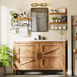 KLUVIS Bathroom Floating Shelves for Wall - Farmhouse Shelf Over Toilet Small 16 inch Set of 3, Rustic Brown (13BN3) KLUVIS