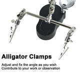 Vludiss Helping Hands Magnifying Glass Soldering Station, LED Lighted 3.5X 12X Magnifier with Auxiliary Clips Alligator Clamp for Miniatures Projects,Model Making, Soldering Vludiss
