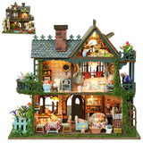 Meideh DIY Miniature House Kit - Wooden Miniature Dollhouse Kit with LED - Mini House Building Kit for Adults to Build - Tiny Model Doll House - Creative Craft Gift for Families Friends Meideh